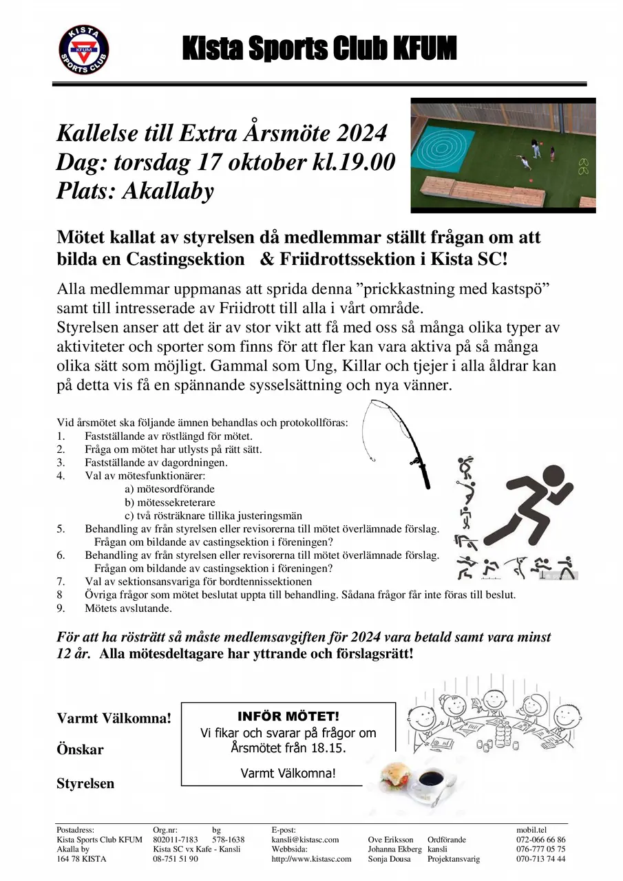 Styrelsen har fått förfrågan om att starta upp Casting och friidrott i Kista SC