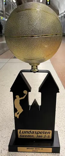Snygg guldpokal och guldmedalj