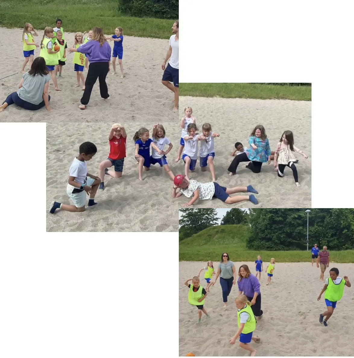 Föräldrarna får en lektion i beachhandboll