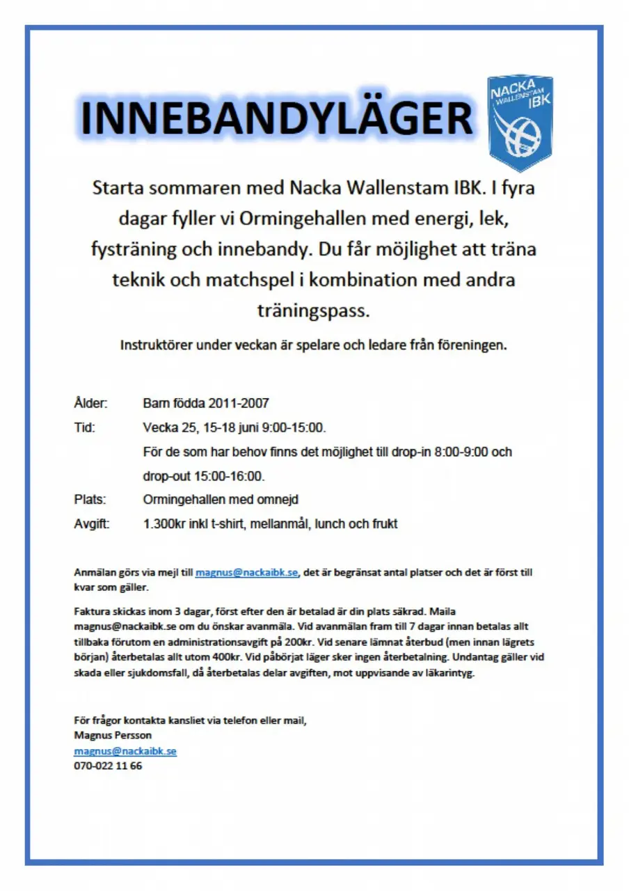 Välkommen med din anmälan till sommarlägret