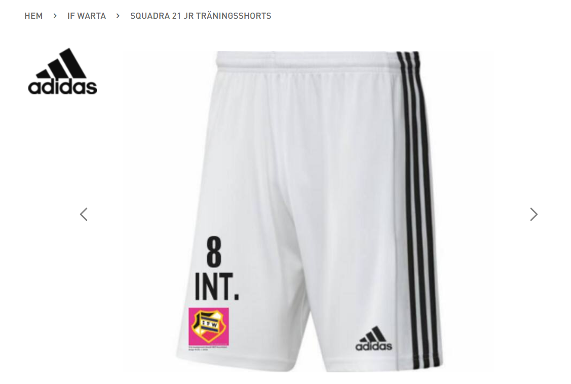 Handla dina vita matchshorts via klubbshopen..