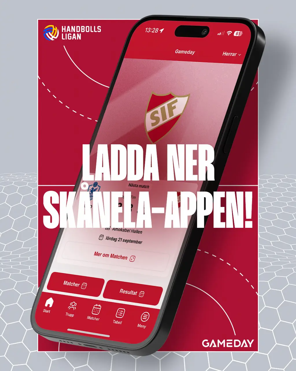 Ladda ner vår nya app och följ våra damer och herrar