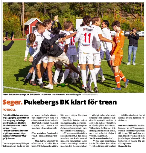 Artikel från Barometern plus lagbild