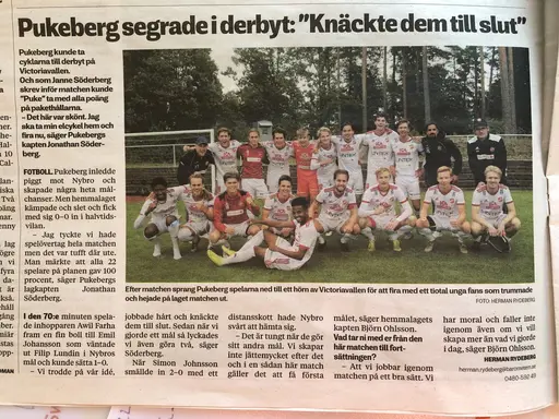 Denna säsongen spelades endast en enkelserie i division tre södra Götaland pga Covidpandemin. Vi segrade i derbyt på Victoriavallen med 2-0.