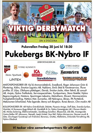 Lokalderby på Pukevallen mot Nybro IF i division 4 sydöstra slutade med 2-0 i seger. 