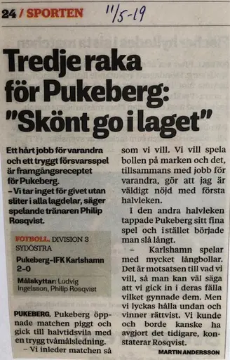 Matchen vanns av Puke med 2-0.