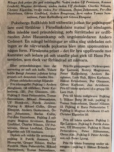 Årsfest och prisutdelning 1973 i Paradisskolans matsal.