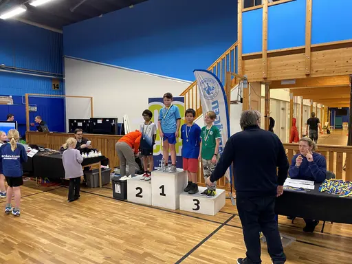 Överst på pallen! Elias Öhlund HS U13 i 08-Cup och David Lundström/Sixten Åhlander HD U17 i Gåsfjädern