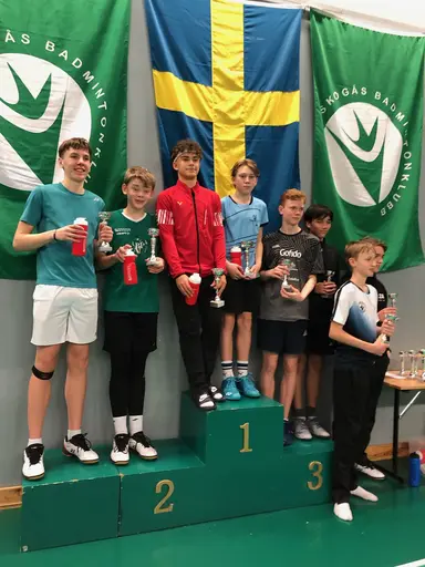 Överst på pallen! Elias Öhlund HS U13 i 08-Cup och David Lundström/Sixten Åhlander HD U17 i Gåsfjädern