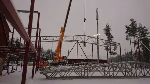 Takbalkar på gång. Första på plats