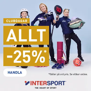 Clubdagar på Intersport med 25 % i rabatt på allt i butik och på intersport.se