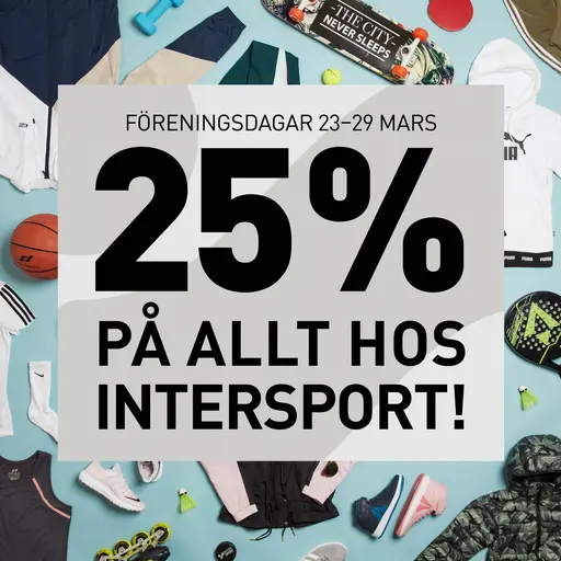 INTERSPORT har exklusiva föreningsdagar 23-29 mars med 25 % rabatt.