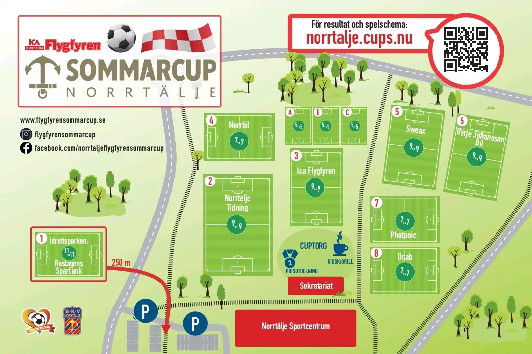 Karta över Norrtälje Sportcentrum