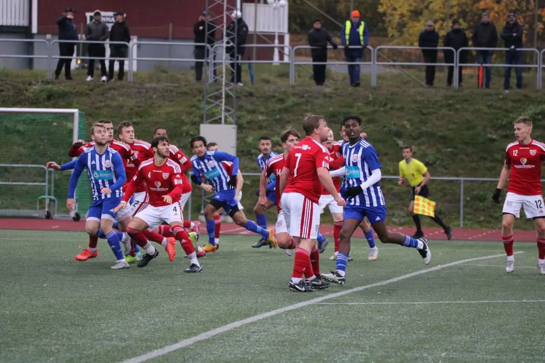 Bild från kvalreturen på Kramfors IP av fotograf Josefin Hellström.