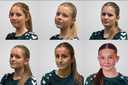 Överst fr v: Wilma Utter, Thea Nilsflykt, Lova Andersson Aronsson. Nederst: Ellie Eckers, Sara Hajiric, Tove Hallberg.
