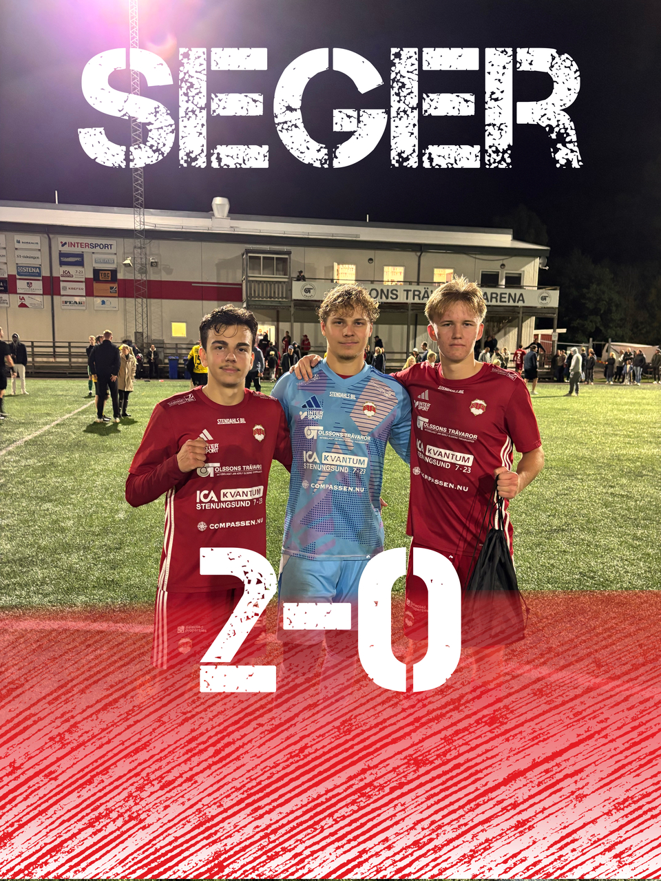 Målskyttar och och målvakt efter segern på SIF-gården.