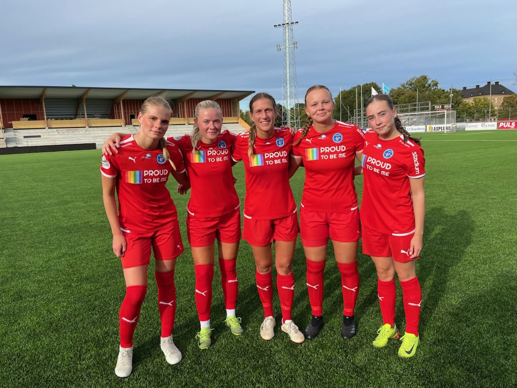 Fem målskyttar Tuva Berneland, Emelie Kinle, Malin Skoglund, Thea Lehtinen, Elin Karlsson