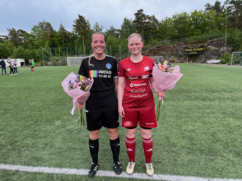 Linnea Kogsta målskytt och bästa spelare Rössö och Marie Simonsson bästa spelare Orust