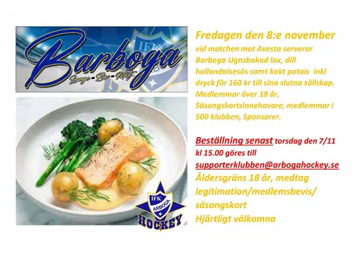 Nästa hemmamatch fredagen den 8/11 kl 19.00 