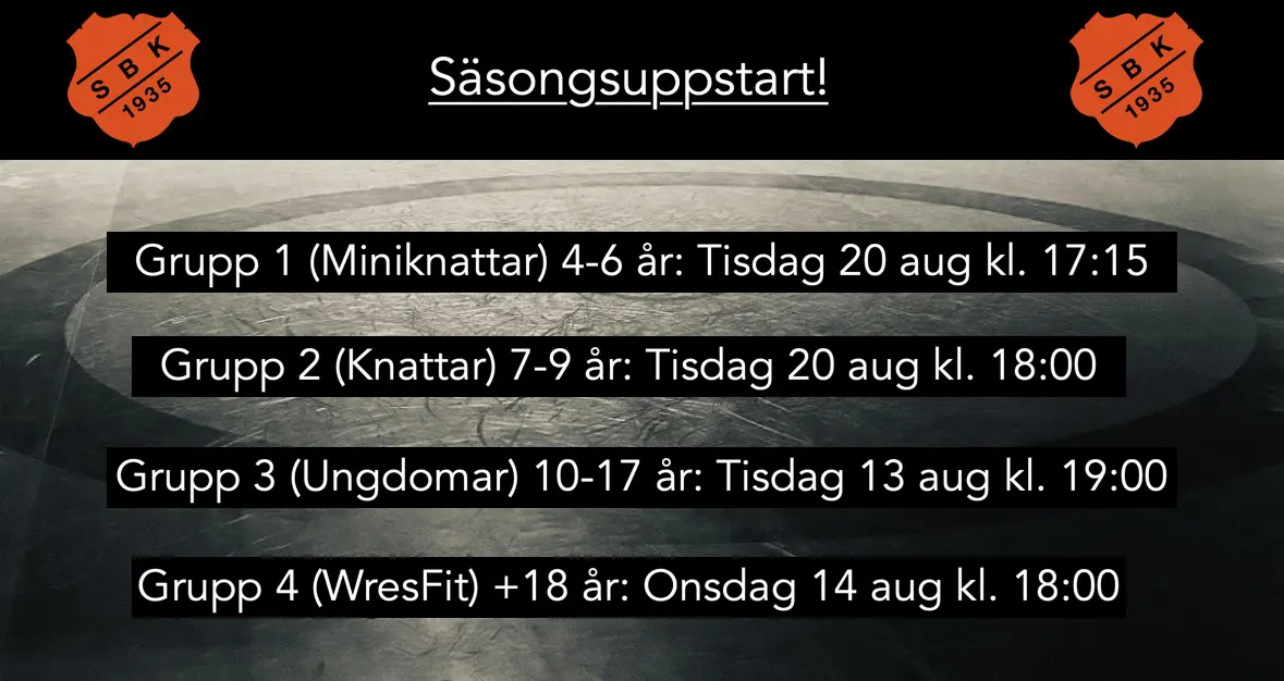 Äntligen börjar det att närma sig träningsstart för Svedala Brottarklubb!