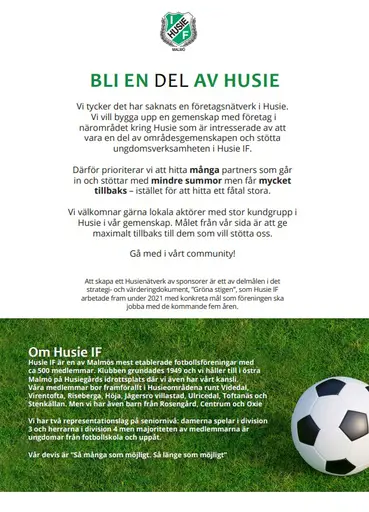 Vi finns på Husiegård IP - välkomna till oss!