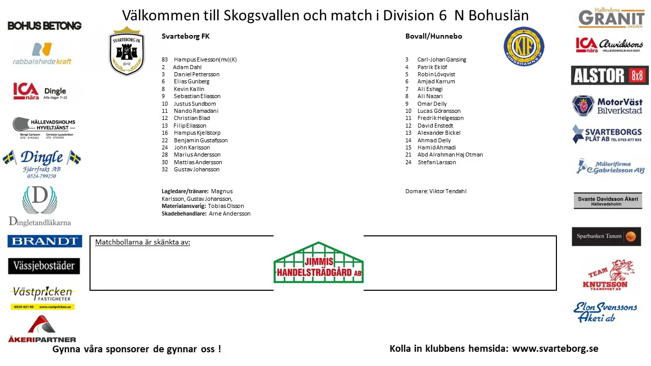 Matchprogram Svarteborg FK - Bovall/Hunnebo