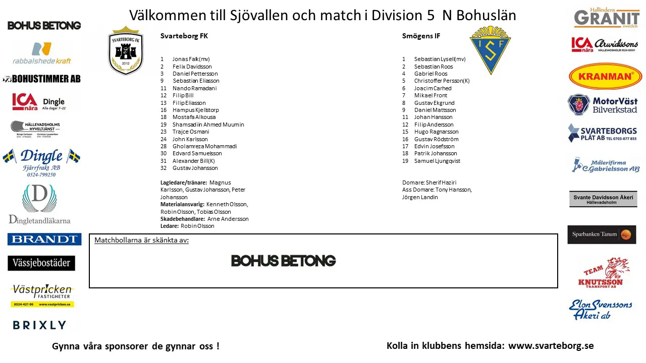 Matchprogram Svarteborg - Smögen