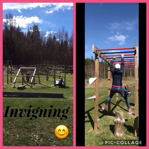 Ove, Nilsa och Molin, nöjda "gräskillar"😊 Några provar utegymet 💪🏻
