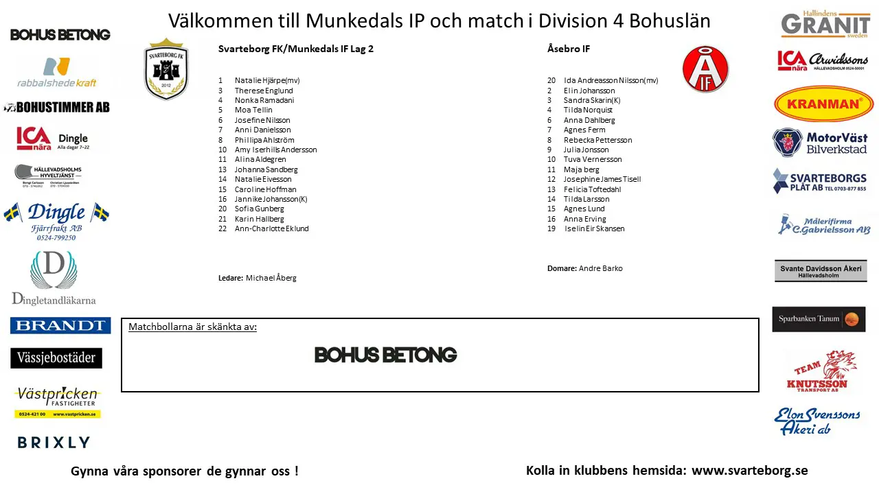 Matchprogram dam SFK/MIF - Åsebro IF