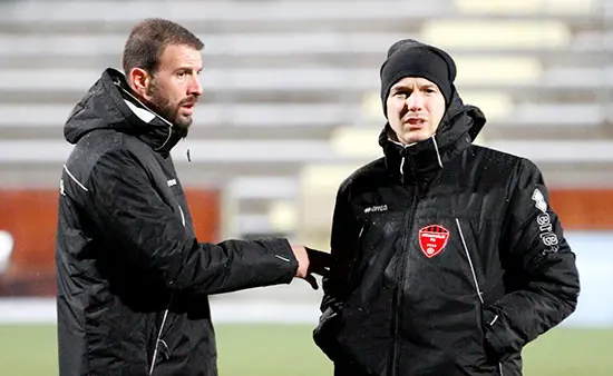 Andreas och Bojan ser fram emot Uefa A utbildningen de kommit in på. Foto: Felix Rimfrost