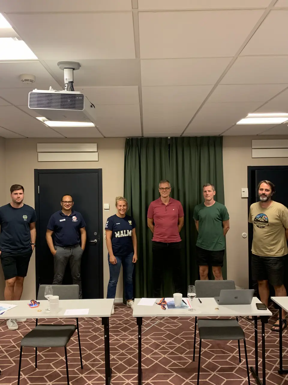 Från vänster Joseph (RF-Sisu Skåne), Emme (Skånes Handbollsförbund), Linnea (F11, P/F8 och Sportrådet), Håkan (ordförande), Kalle (P14 och Sportrådet) och Nicklas (Sportkonsulent och F14)