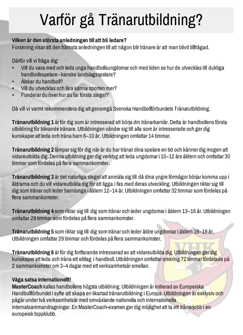 SHFs tränarutbildning