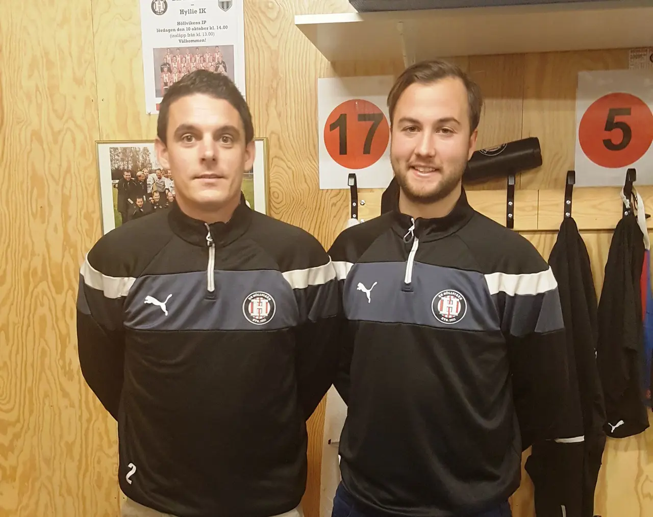 Nya tränarduon i BK Höllvikens A-lag på herrsidan. Från v Tim Jörvall och Martin Silvhed.