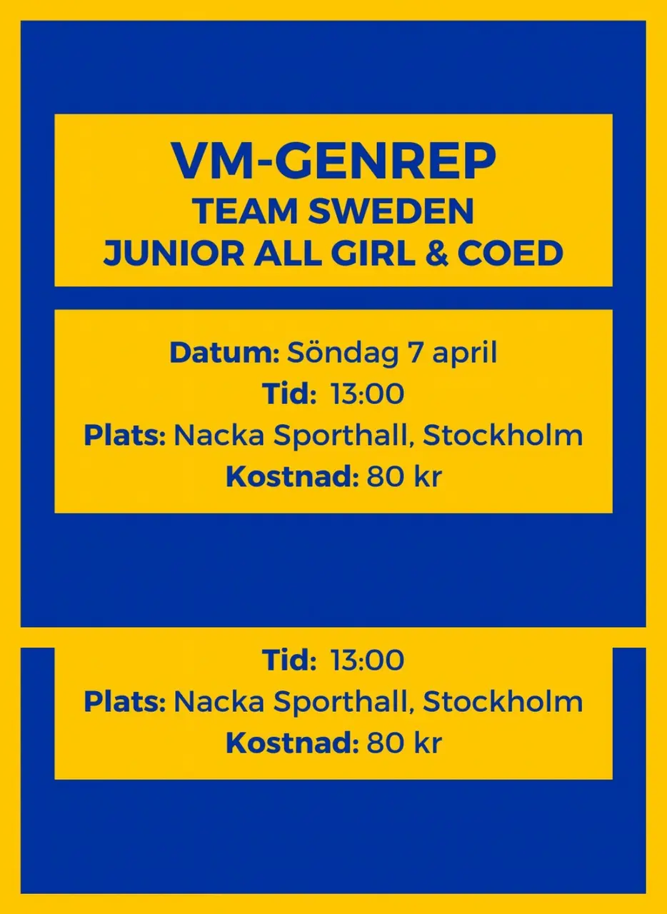 Bild från Svenska Cheerleadingförbundet / Team Sweden
