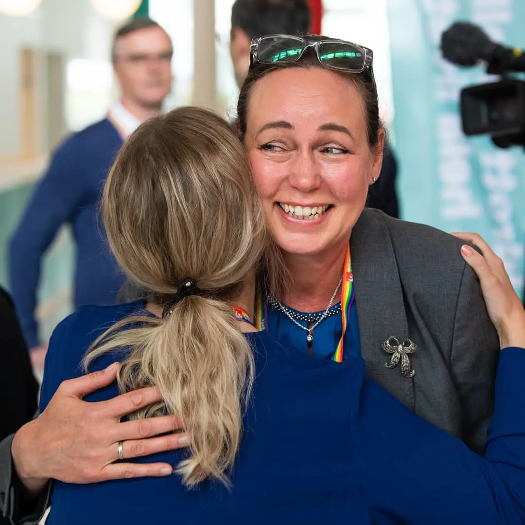 En mycket glad SCF ordförande Katarina Eriksson.