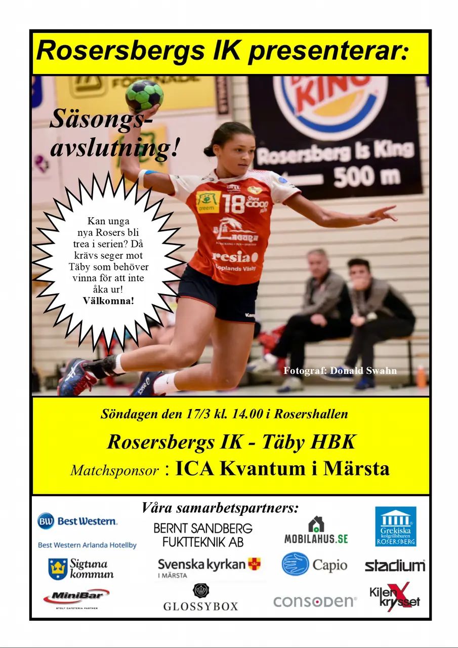 Säsongsavslutning för damerna på söndag i Rosershallen kl 14.00.