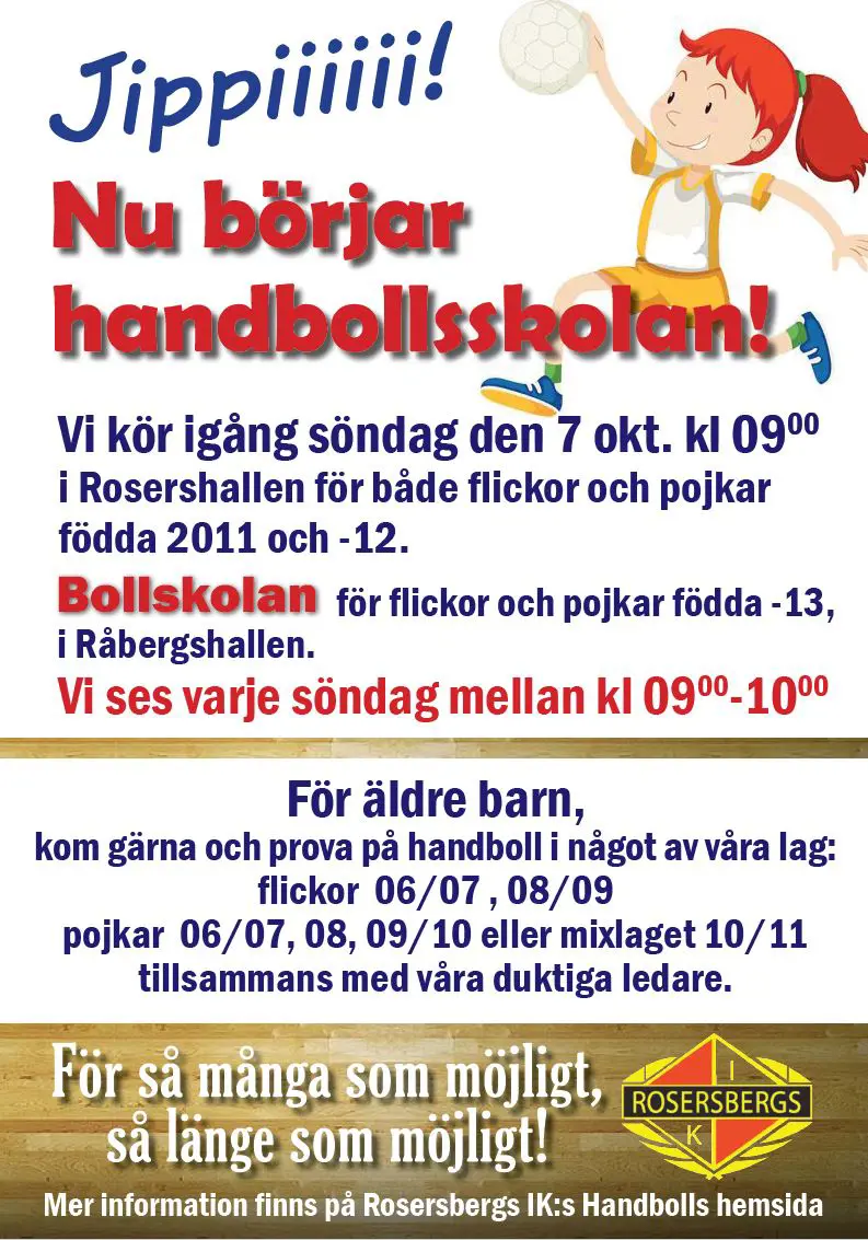 Äntligen startar Hanbollskolan!!! Nytt för i år är bollskolan för de allra yngsta.