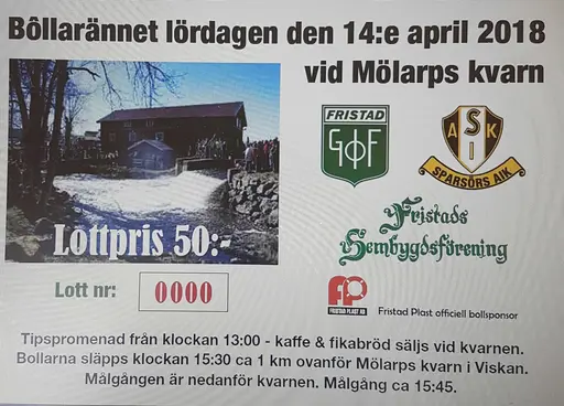 Bôllarännet! den 14/4 är det dags för vårt årliga evenemang. Lotter finns att köpa from 5/3.