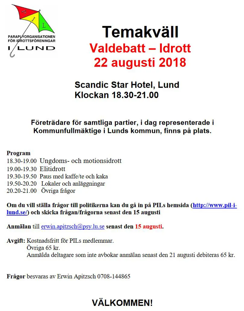 Valdebatt - Idrott, Scandic Star, Lund