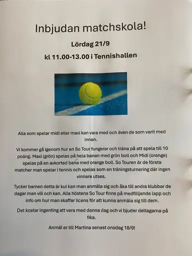 Missa inte anmäla er till höstens matchskola 21/9!