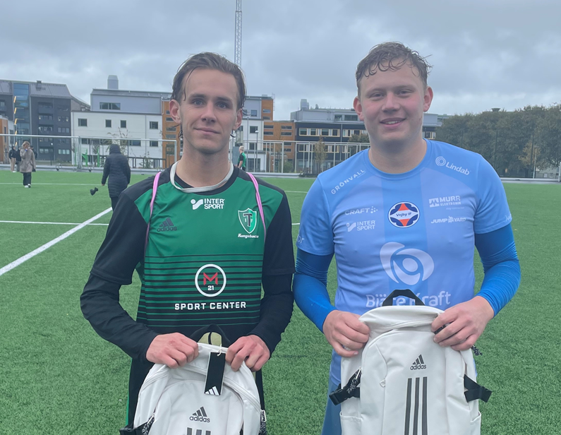 Matchvärden Adidas valde Noah Olsen och Ville Gustavsson till matchens lirare.
