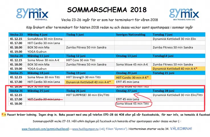 Justeringar vecka 26