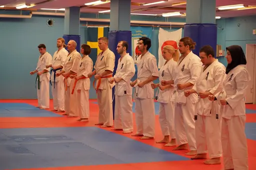 Gradering vid Söråkers Kyokushin karate. Examinator: Shihan Håkan Nygren