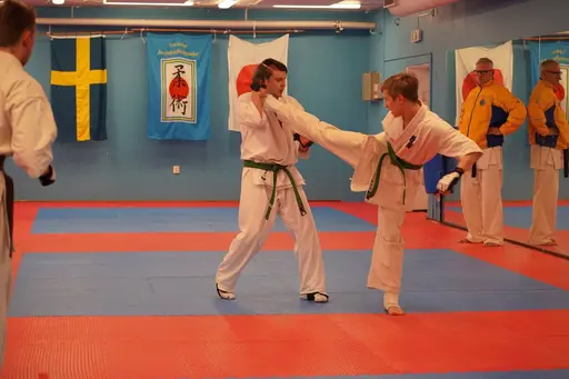 Gradering vid Söråkers Kyokushin karate. Examinator: Shihan Håkan Nygren