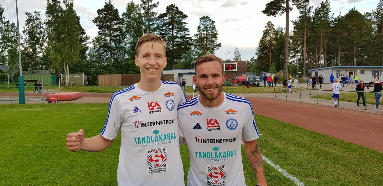 Segerskyttarna på Movallen, Emil Hallberg (1-1) och Joakim Viklund (2-1).