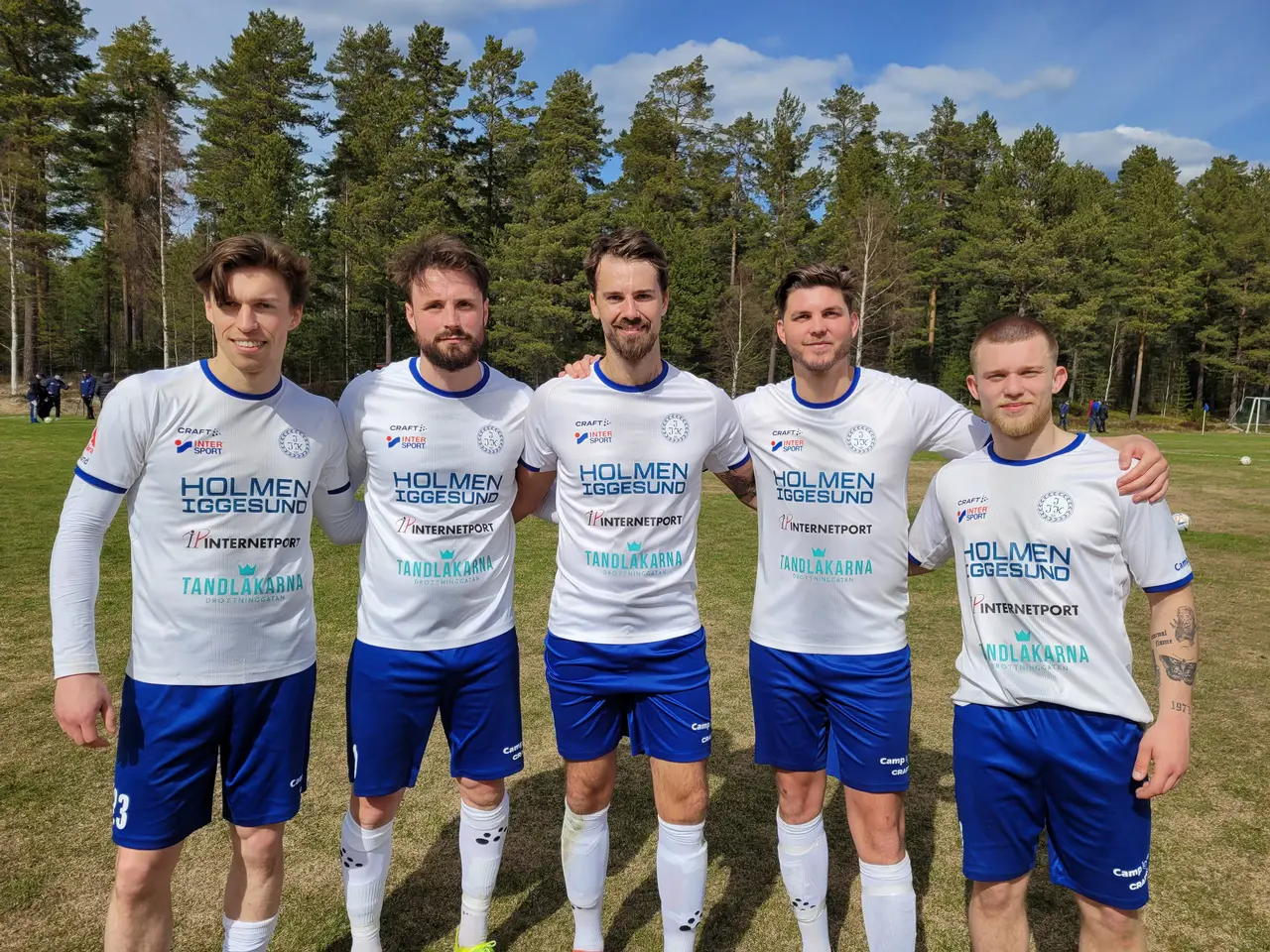 Målskyttarna på Rengsjö IP, Jonte Koskinen, Pelle Lööf, Robin Eliasson, Christian Brolin och tvåmålskytten Alvin Brisvåg.