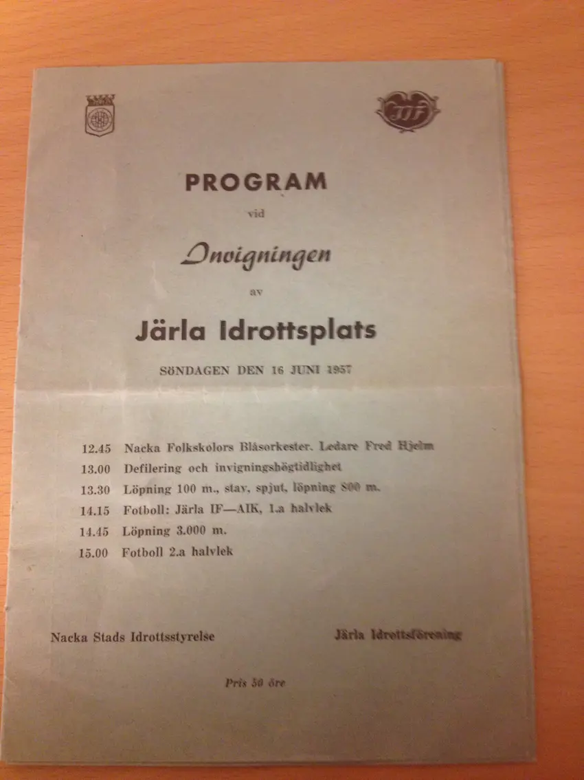 Invigningsprogrammet 1957.
