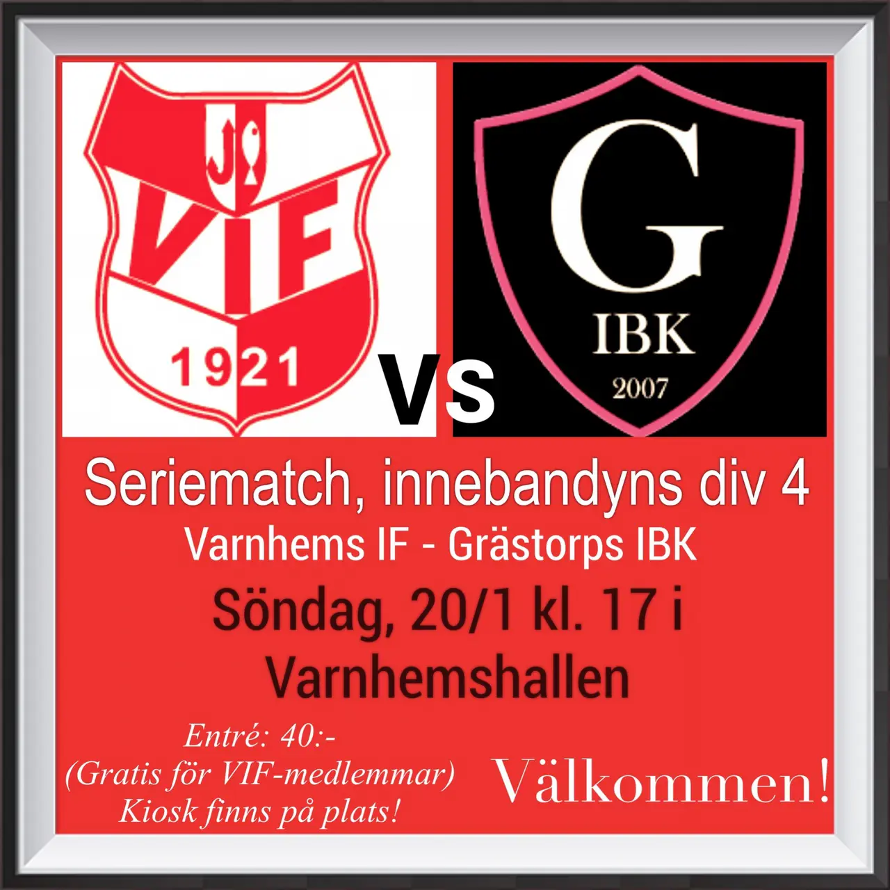 Vi välkomnar publik, domare och GIBK till Varnhem på söndag!