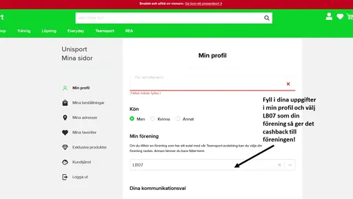 Se bilderna hur du registrerar dig och hur du väljer LB07 som min förening. 