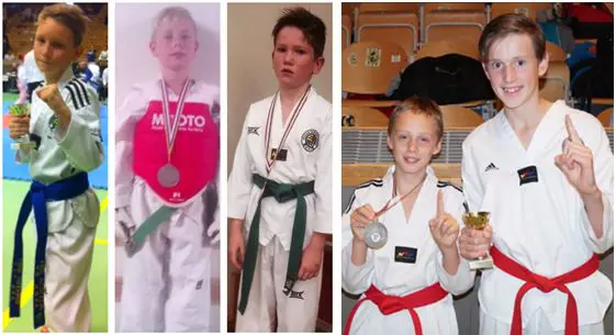 Emil, Adam, Hampus, Oliver och Gustav poserar med sina priser.